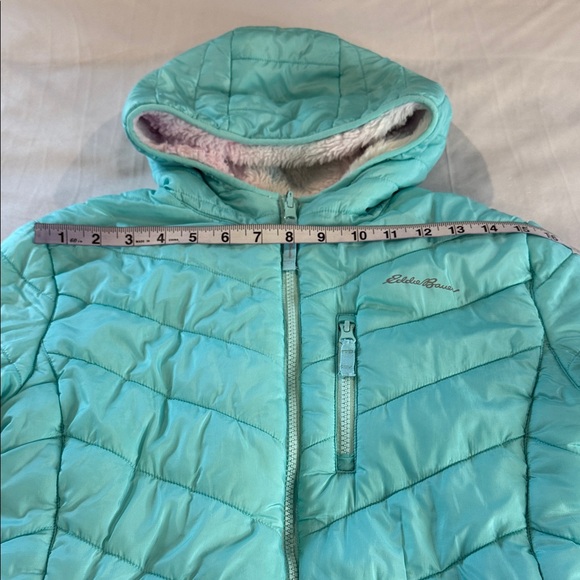 Eddie Bauer Girls' Reversible Jacket - Teal, Deer Harbor Waterproof Puffer - Picture 9 of 13